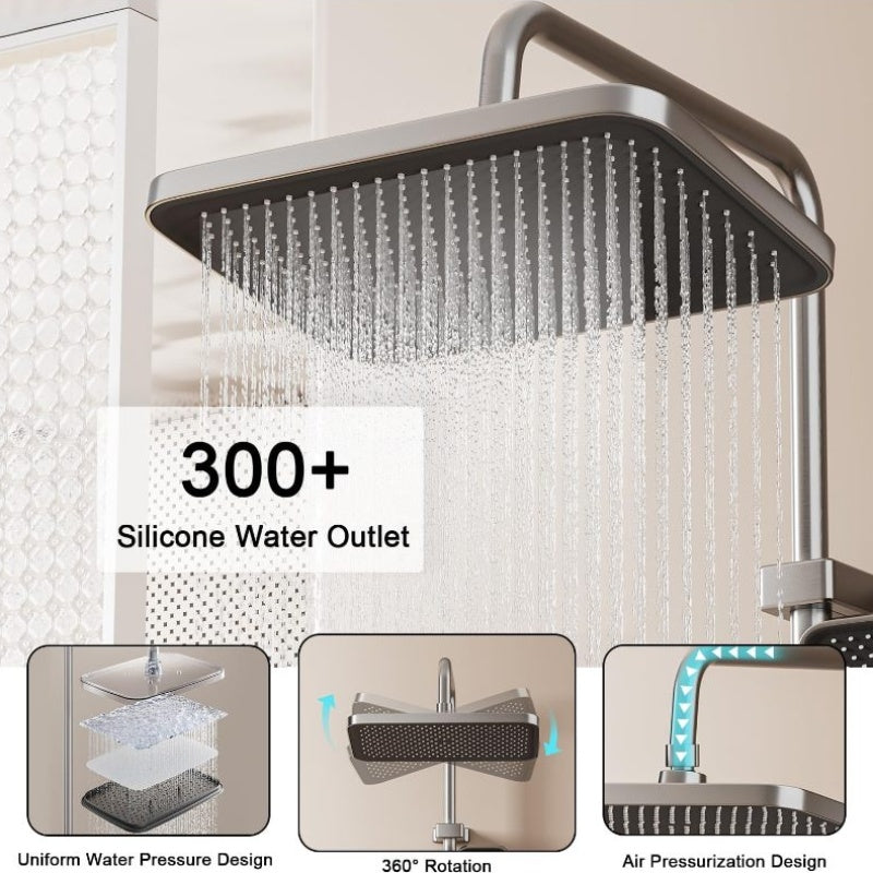 Shower Faucet Sets Complete Thermostatic Shower System Piano-Digital Shower Combo Wall-Mounted Shower Trim Kit with 11.8\