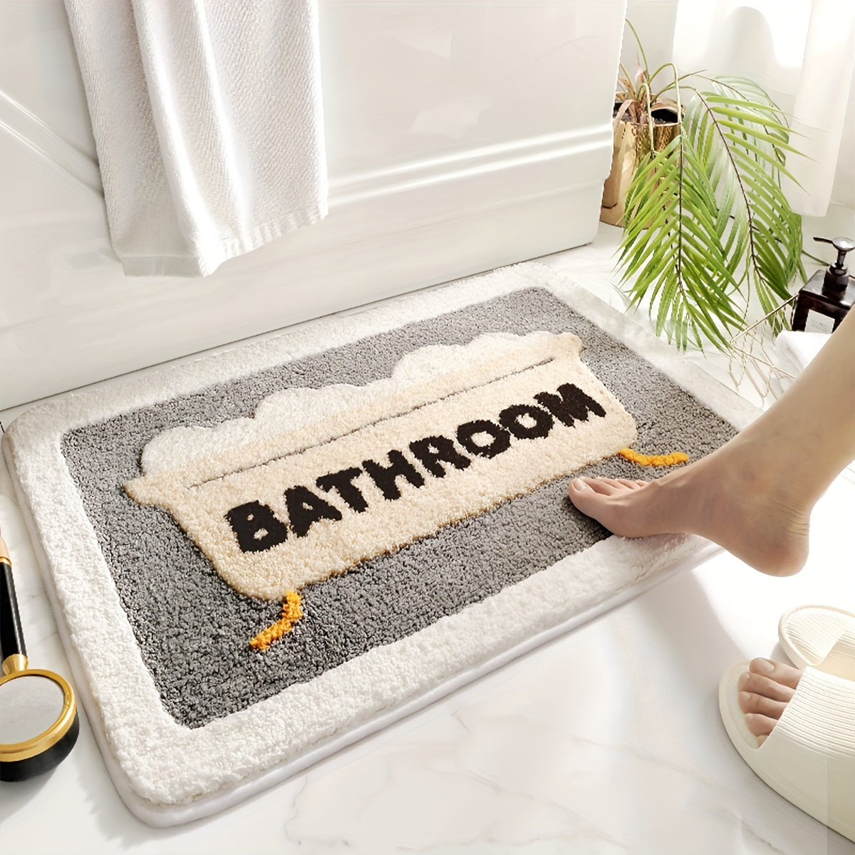 1pc Bathroom Rug Mat, Extra Soft Absorbent Premium Bath Rug, Non-Slip Comfortable Bath Mat for Bathroom Floor, Sink, Bathtub, Shower Room, Christmas Decoration And Christmas Gift