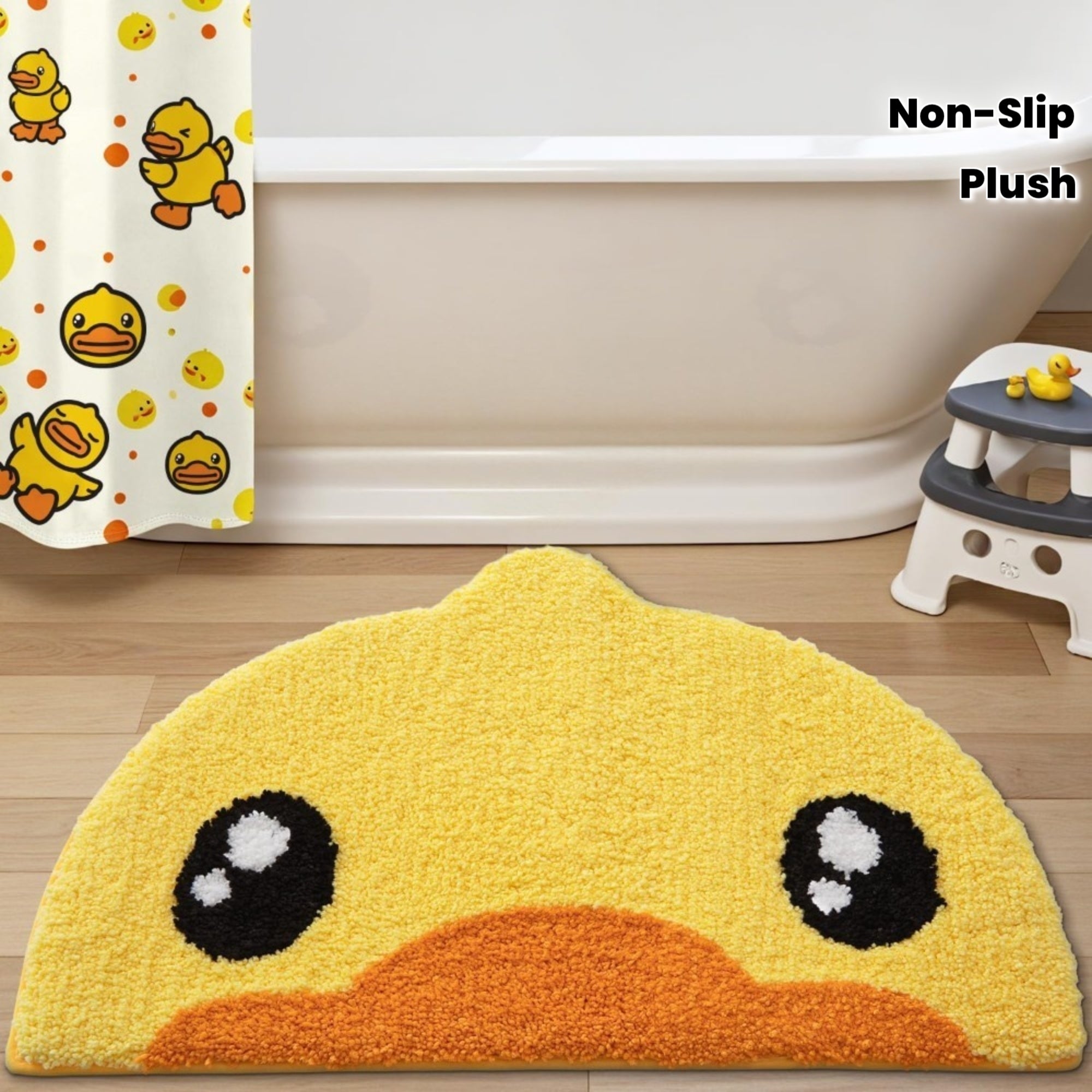 Cute Rubber Duck Bathroom Rugs, Absorbent Plush Bath Mats, Non-Slip Backing Washable Bath Rugs for Bathroom, Ideal for Shower Sink Bathtub Bedroom, 18\