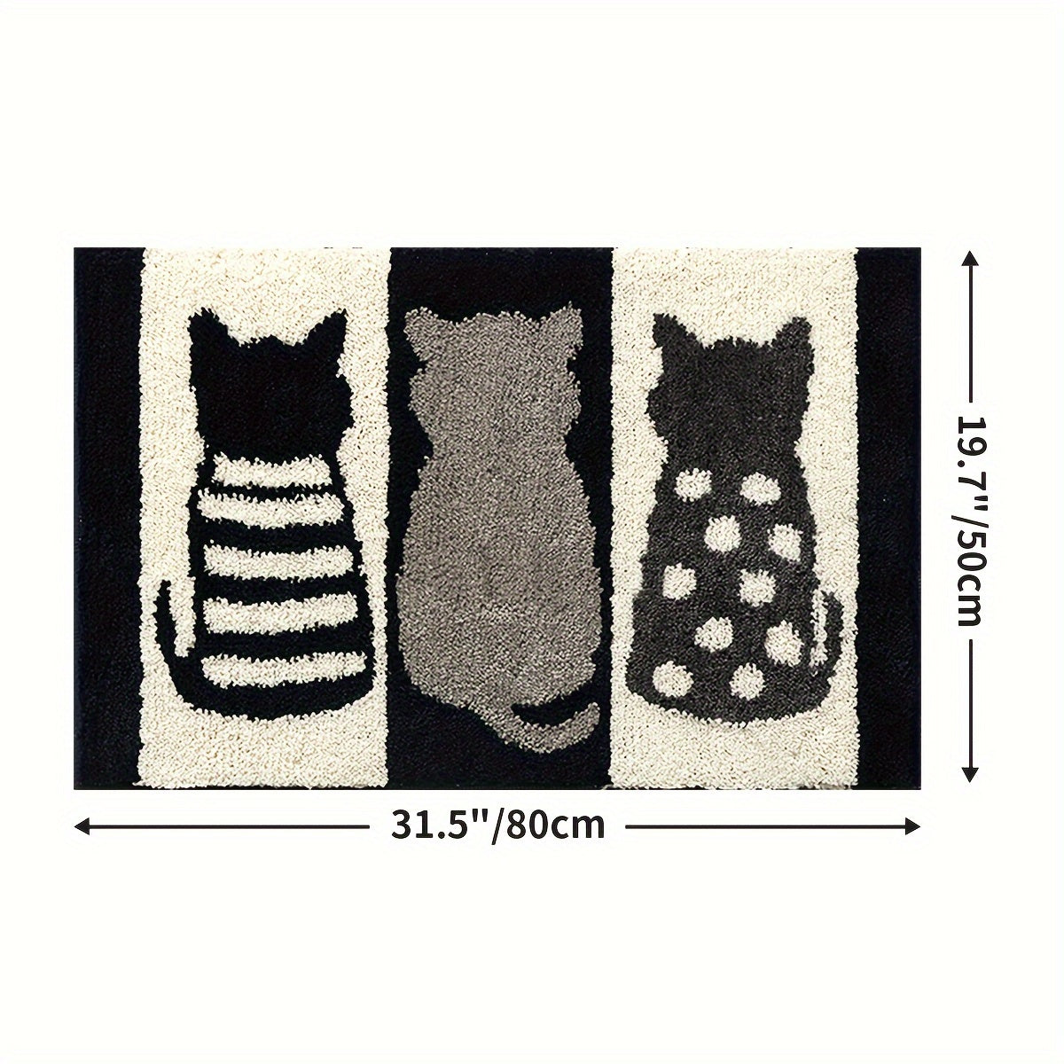 1pc Bathroom Rug Mat, Extra Soft Absorbent Premium Bath Rug Black and White Cat Series, Non-Slip Comfortable Bath Mat for Bathroom Floor, Sink, Bathtub, Shower Room, Christmas Decoration Christmas Gift