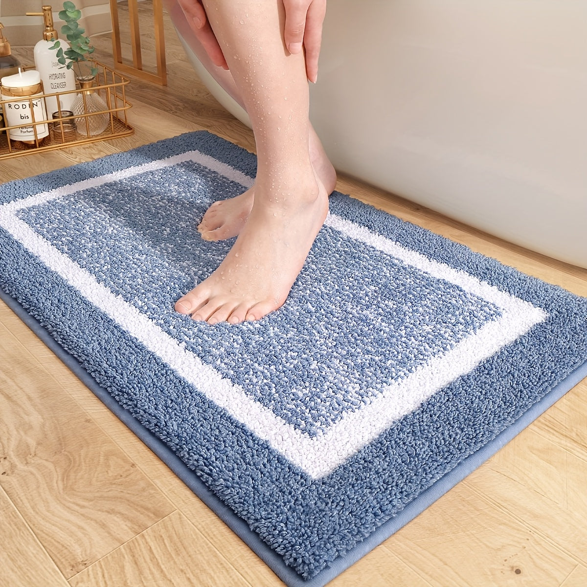 X Memory - Flocking Bath Mat 1pc Bath Mat - Ultra Soft Absorbent Premium Bath Rug, Non-Slip Comfortable Bath Mat - Perfect Holiday Gift for Christmas Or New Year, Bathroom Safety Mat | Comfortable Bath Mat | Non-Slip TPR Backing