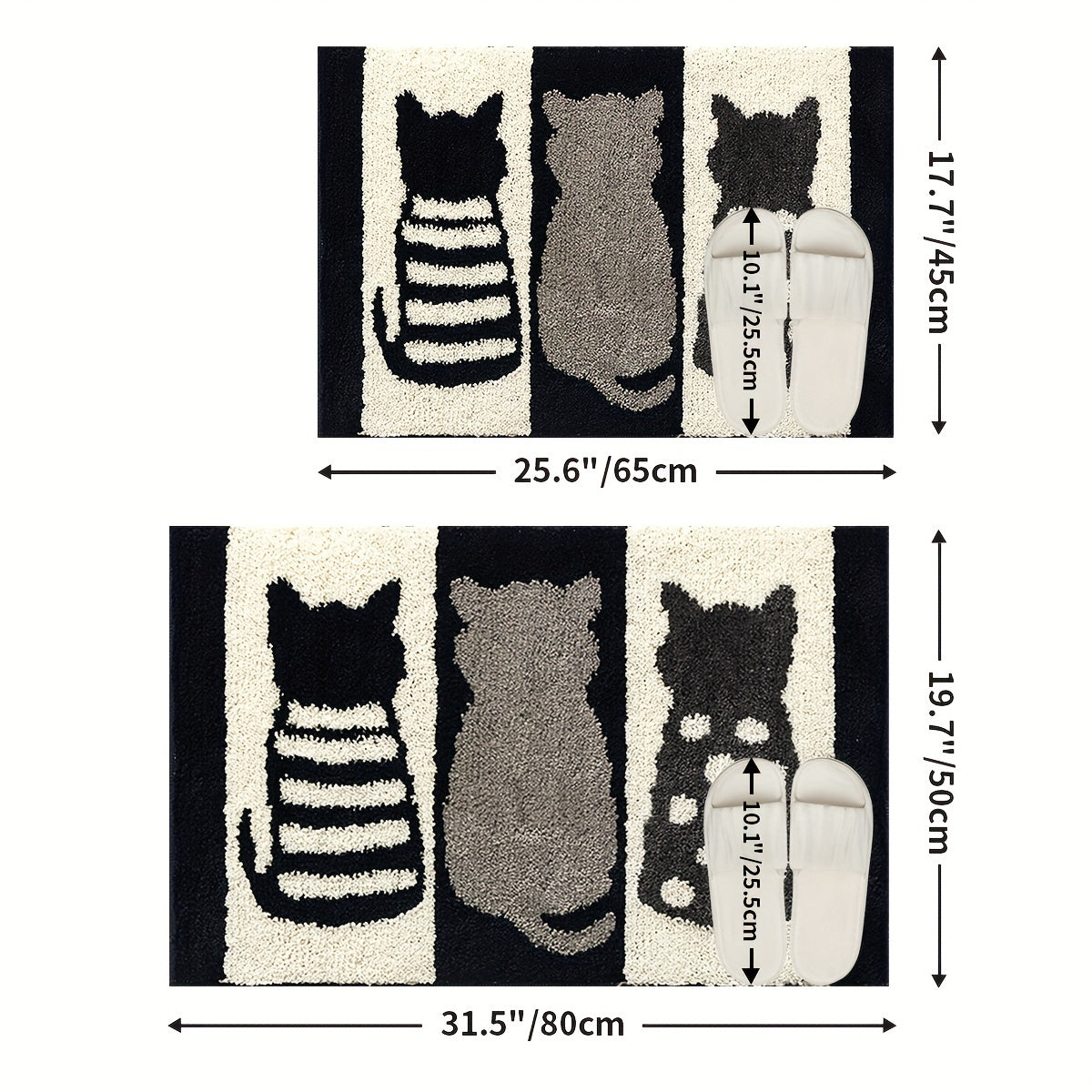 1pc Bathroom Rug Mat, Extra Soft Absorbent Premium Bath Rug Black and White Cat Series, Non-Slip Comfortable Bath Mat for Bathroom Floor, Sink, Bathtub, Shower Room, Christmas Decoration Christmas Gift