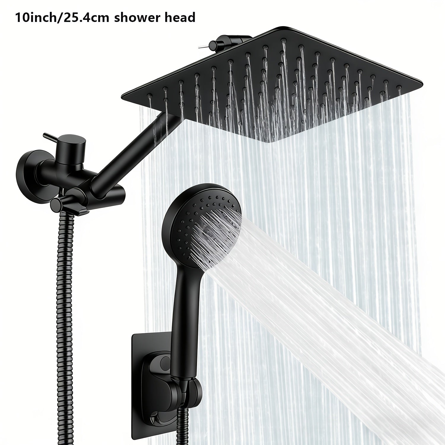 8\u002F12\u002F10-Inch High-Pressure Rain Shower Head & Handheld Shower Combo with Extension Arm - 5-In-1 Leak-Proof Bath\u002FShower System, Adjustable Height\u002FAngle Stand & Hose, Wall-Mounted