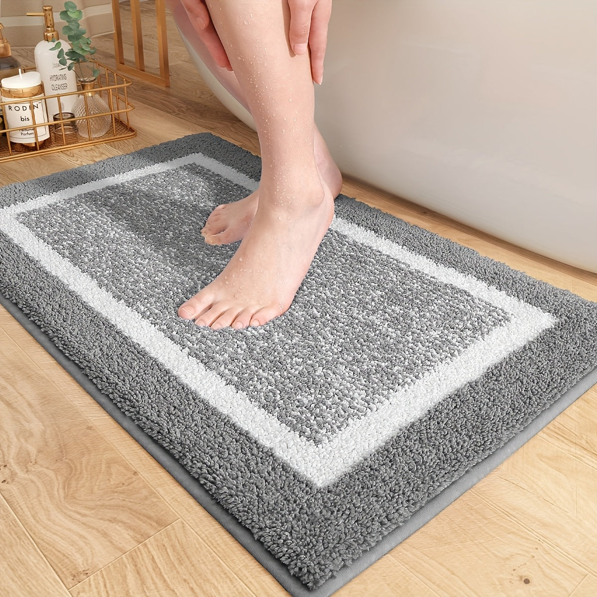X Memory - Flocking Bath Mat 1pc Bath Mat - Ultra Soft Absorbent Premium Bath Rug, Non-Slip Comfortable Bath Mat - Perfect Holiday Gift for Christmas Or New Year, Bathroom Safety Mat | Comfortable Bath Mat | Non-Slip TPR Backing