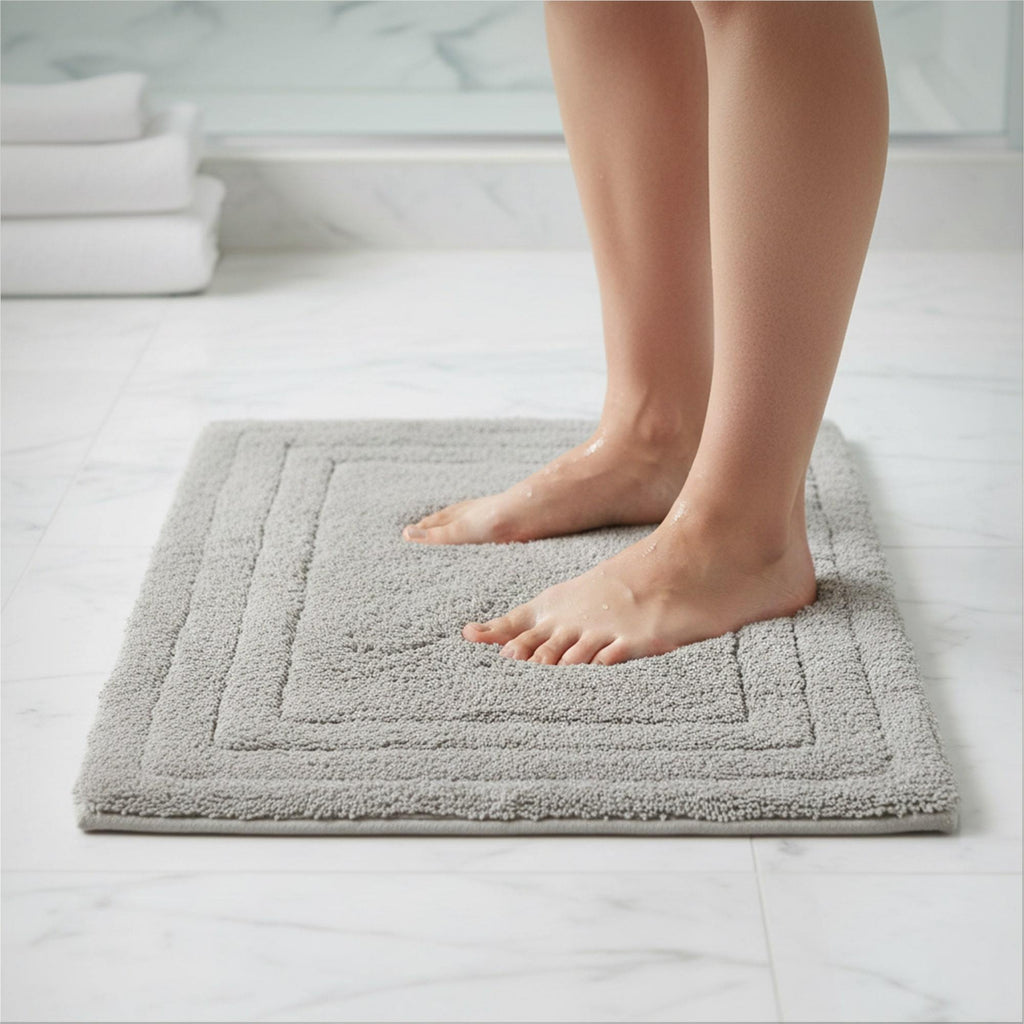 2pcs Cotton Bathmat – Grey 32x20 Inches | Soft, Absorbent & Quick-Dry Rug | Non-Slip, Durable & Machine Washable | Elegant Grey Finish Adds a Modern Touch | Perfect for Home, Spa & Hotel Bathrooms | Everyday Luxury Bath Rug by Riva Home