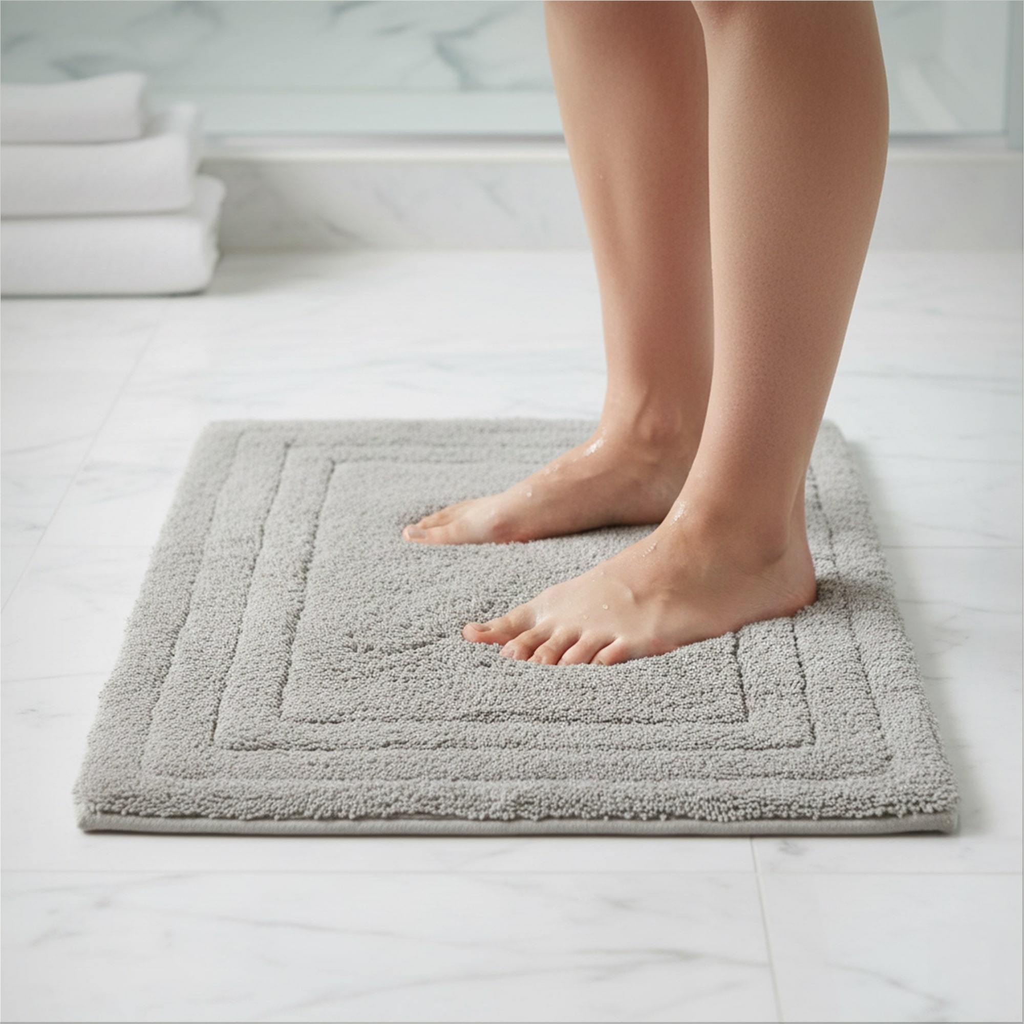 2pcs Cotton Bathmat – Grey 32x20 Inches | Soft, Absorbent & Quick-Dry Rug | Non-Slip, Durable & Machine Washable | Elegant Grey Finish Adds a Modern Touch | Perfect for Home, Spa & Hotel Bathrooms | Everyday Luxury Bath Rug by Riva Home