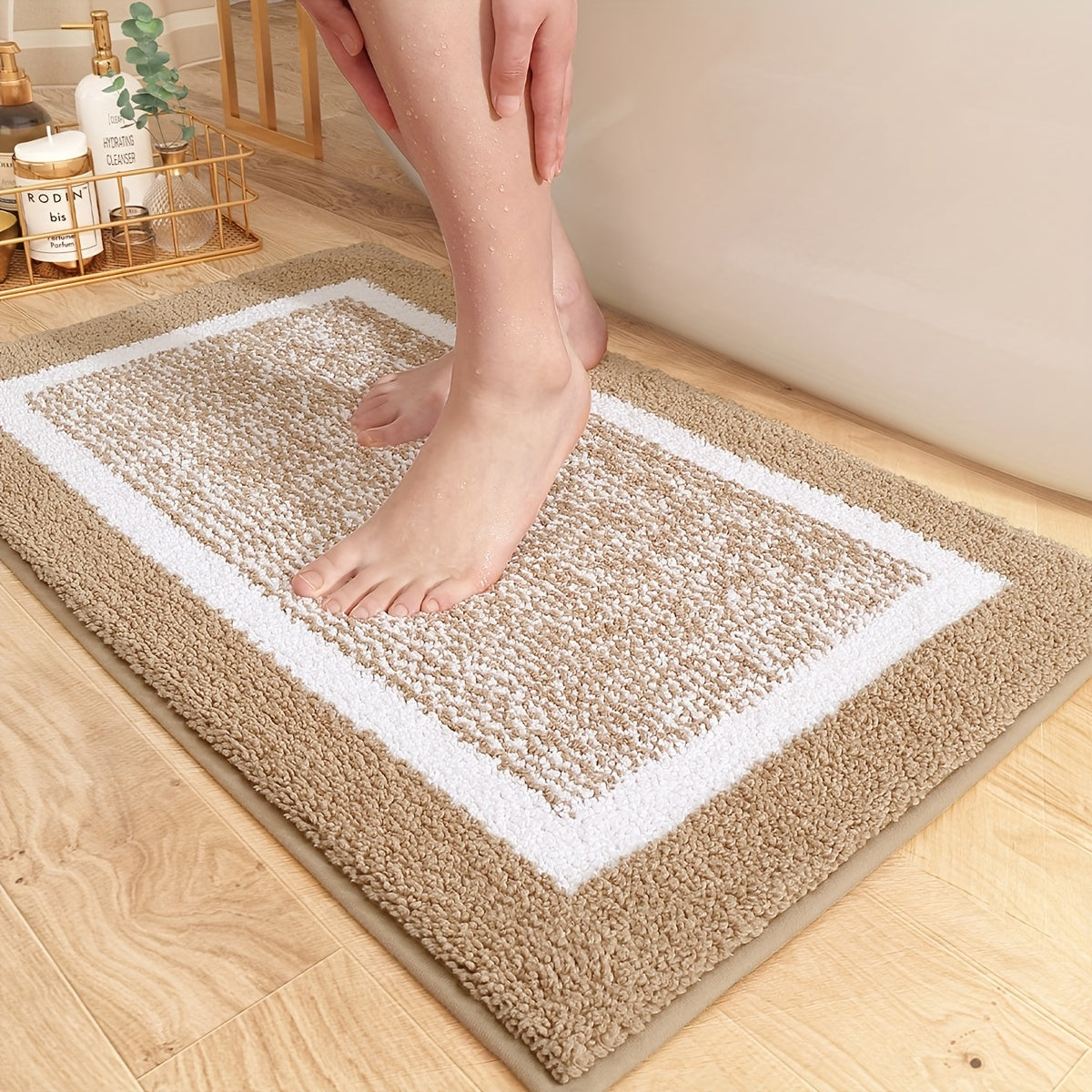 X Memory - Flocking Bath Mat 1pc Bath Mat - Ultra Soft Absorbent Premium Bath Rug, Non-Slip Comfortable Bath Mat - Perfect Holiday Gift for Christmas Or New Year, Bathroom Safety Mat | Comfortable Bath Mat | Non-Slip TPR Backing