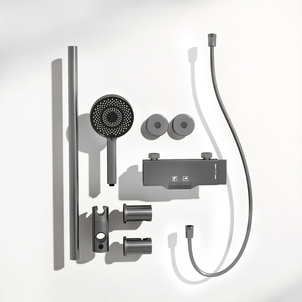 Bathroom Shower System with Handheld And Water Fall Tub Spout, Gray Shower Set, Shower Faucet Set, Faucet with Cold And Hot Water Mixer