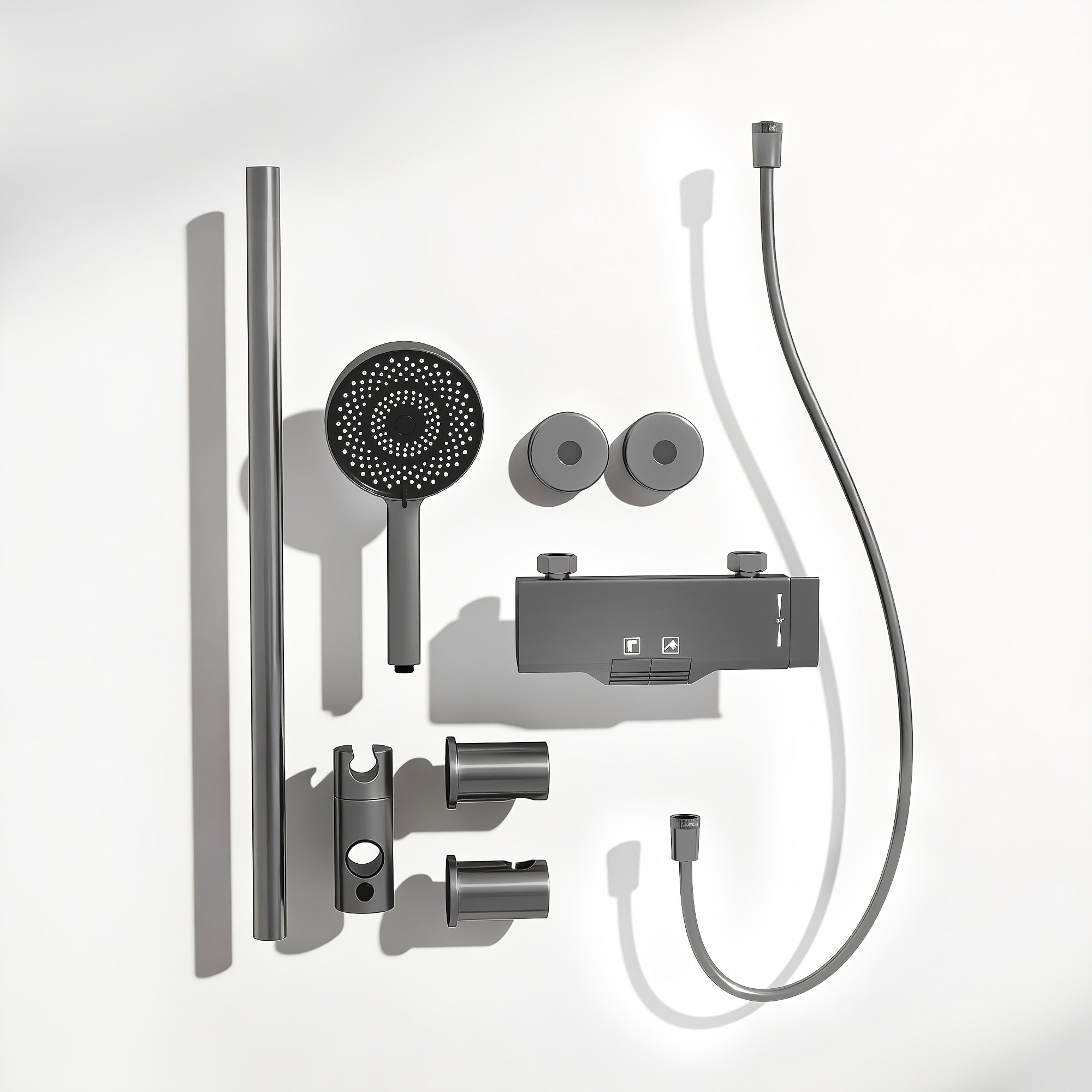 Bathroom Shower System with Handheld And Water Fall Tub Spout, Gray Shower Set, Shower Faucet Set, Faucet with Cold And Hot Water Mixer