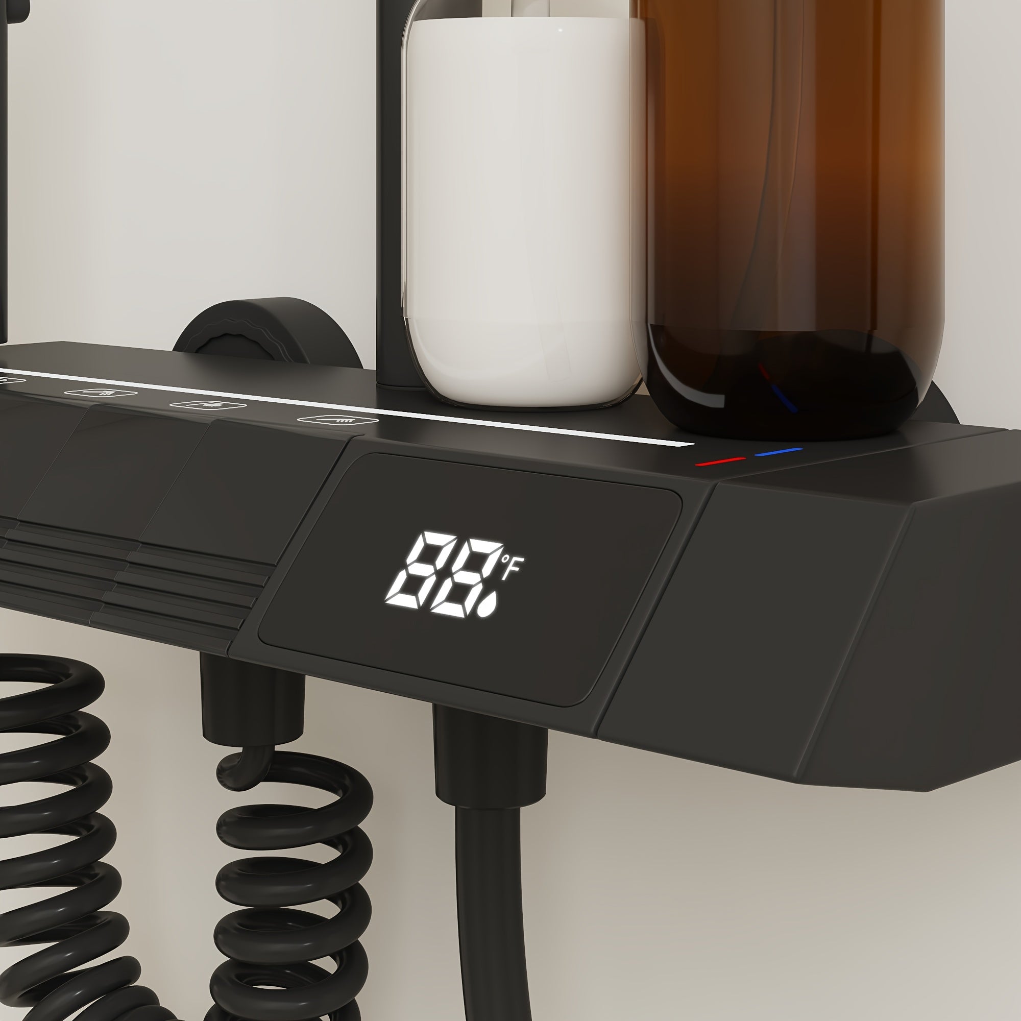 Shower Head Black, 4-In-1 Shower System, with LED Temperature Display, Ceramic Valve And Multi-Function Spray, Shower Head with Easy-clean Silicone Nozzles