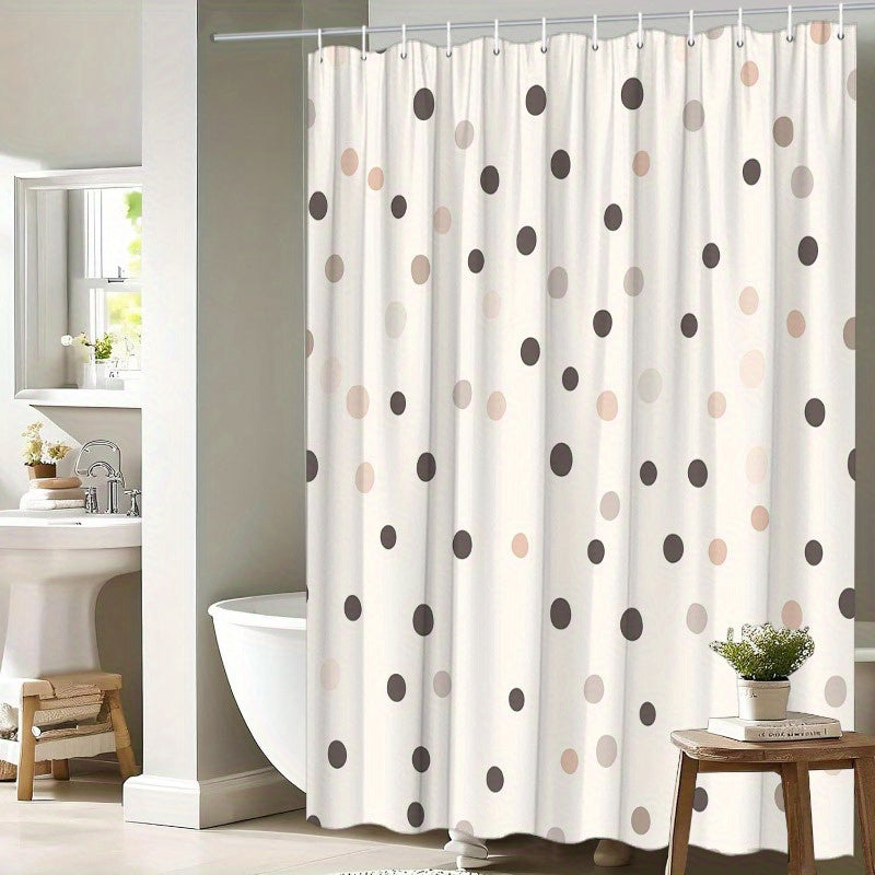 1pc Polka Dot Shower Curtain with Beige, Brown, and Gray Dots on Cream Background - Modern Minimalist Style, 12 Hooks, 70. 8x70. 8 Inches, Washable, Bathroom Decor, Shower Curtains for Bathroom