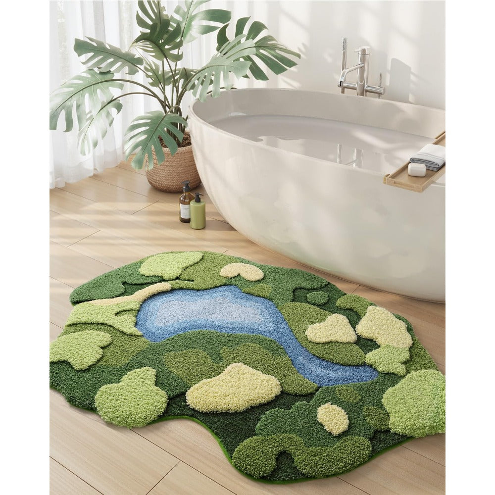 Moss Bath Mat, Ultra Thick Soft Green Bathroom Rug, Water Absorbent Non Slip Microfiber Rugs for Shower Floor, Sink, Bedroom, Home Accessories Decor, 20x32, Moss Green