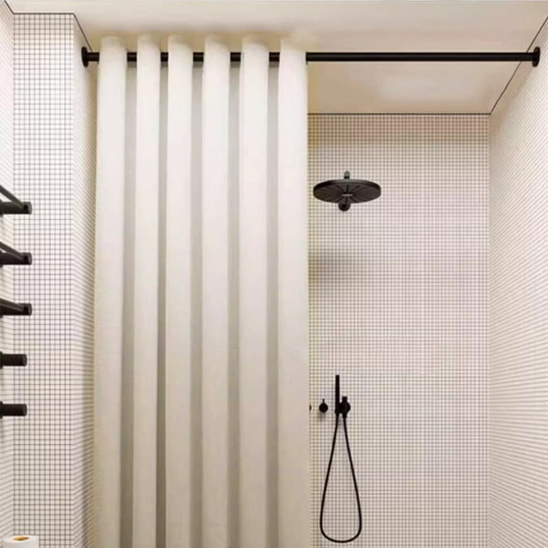 Shower Curtain Manufacturer Direct Supply Large Buckle Roman Buckle Russia Hot Selling Imitation Linen Shower Bathroom Shower Curtain