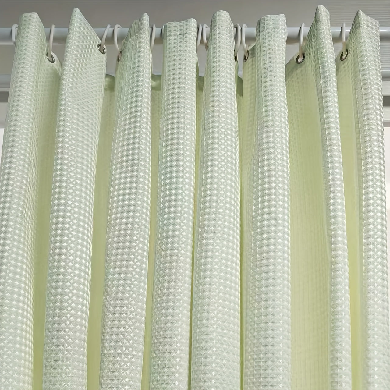 1pc Thickened Jacquard Laminated Waffle Weave Shower Curtain, Thickened Waffle Weave Shower Curtain, Home Decor Curtain, Bathroom Curtain, Includes Matching Hooks