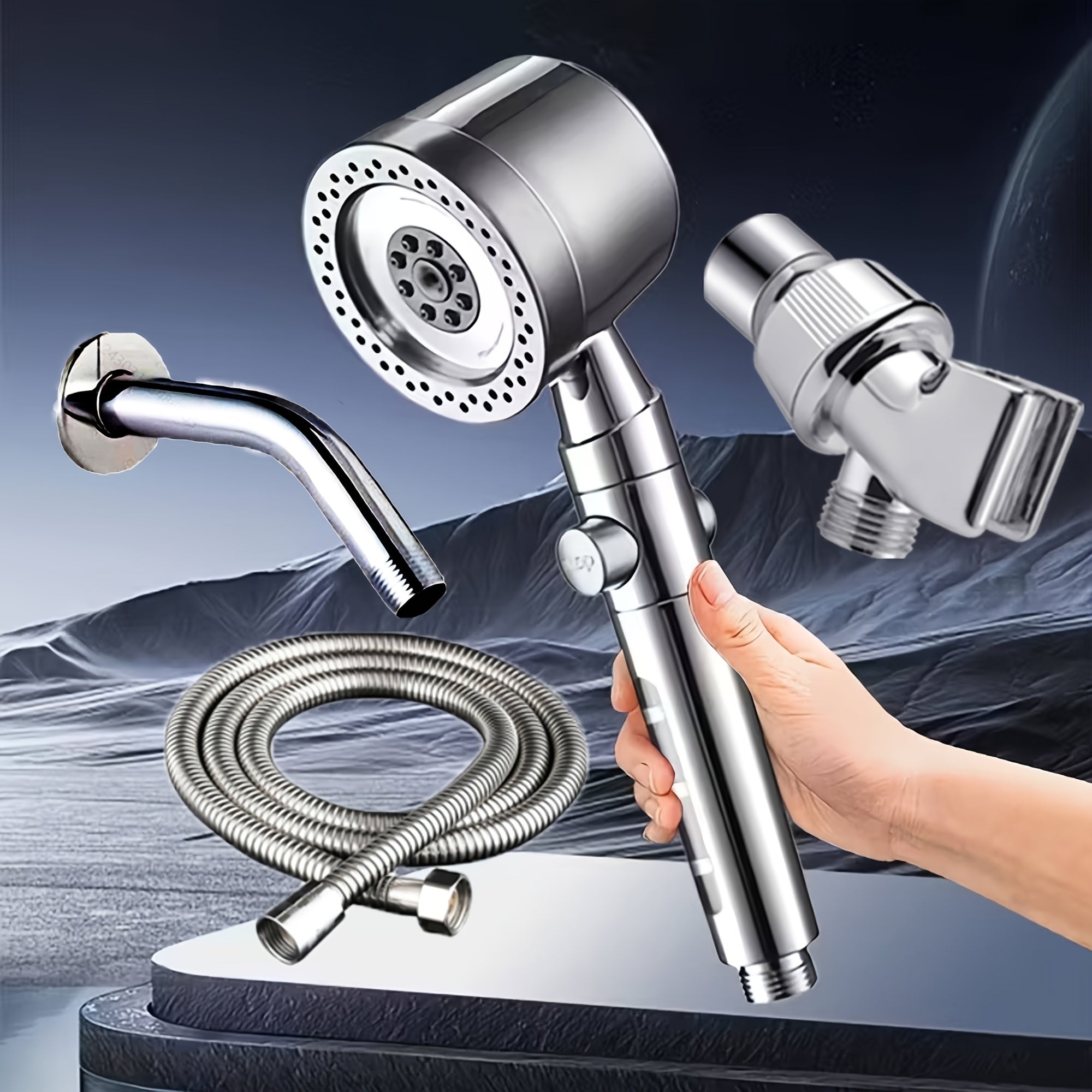 109pcs German-quality High-pressure Handheld Shower Head Set with 5 Adjustable Water Flow Modes And A Built-in Filter - Easy Wall-mounting, Polished Finish - Perfect for Luxury Bathroom Showers And As A New Year's Gift Or Shower Accessory.,for Shower
