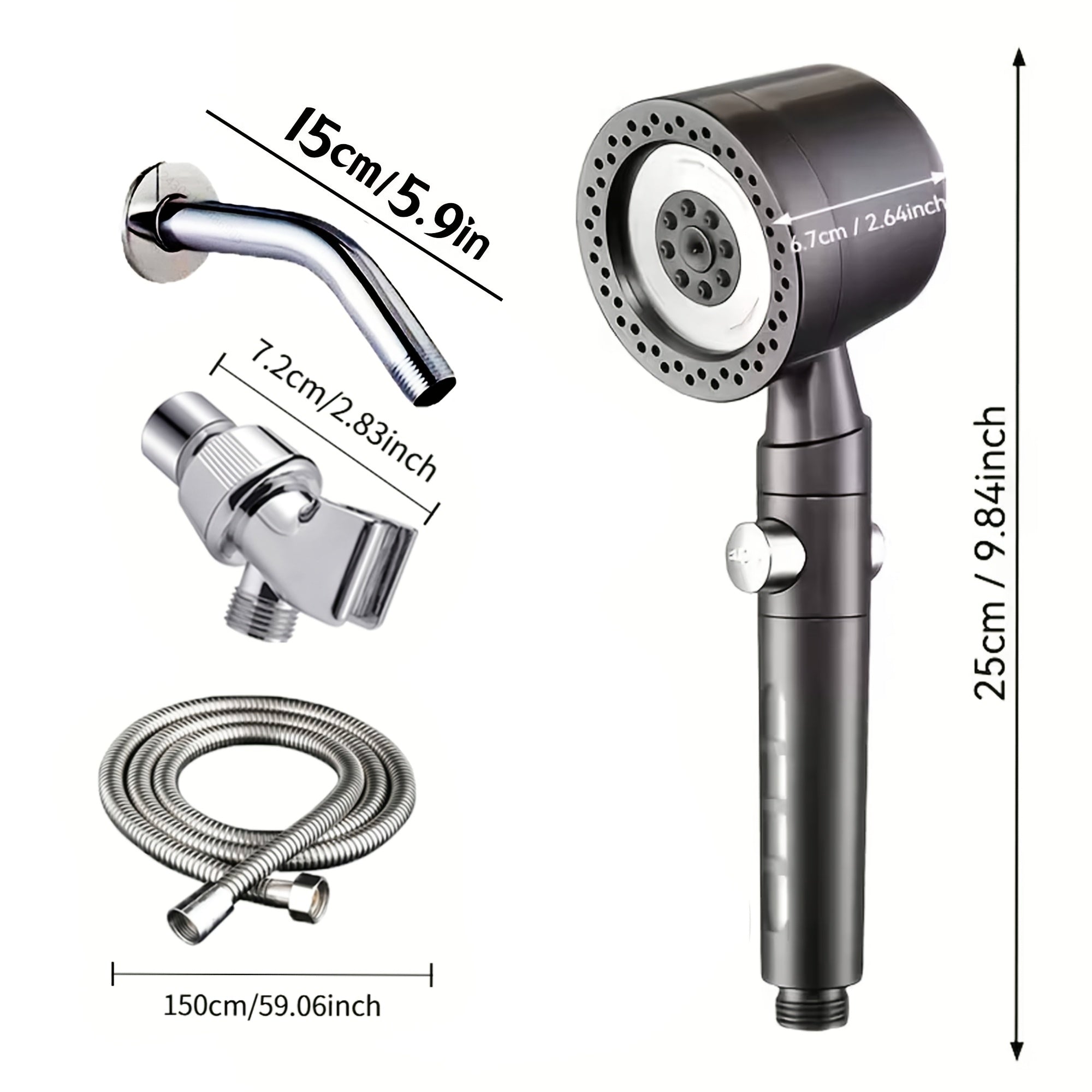 109pcs German-quality High-pressure Handheld Shower Head Set with 5 Adjustable Water Flow Modes And A Built-in Filter - Easy Wall-mounting, Polished Finish - Perfect for Luxury Bathroom Showers And As A New Year's Gift Or Shower Accessory.,for Shower