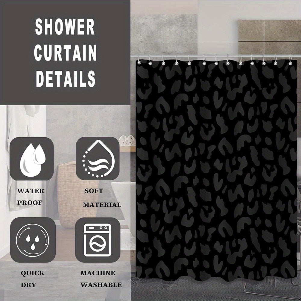 Leopard Shower Curtain( 60x72) Black Cheetah Print Shower Curtain Set for Bathroom with 12 Hook Shower Curtain for Bathrooms Set Geometric Pattern Shower Curtain Fun Shower Curtain Shower Curtain Aesthetic