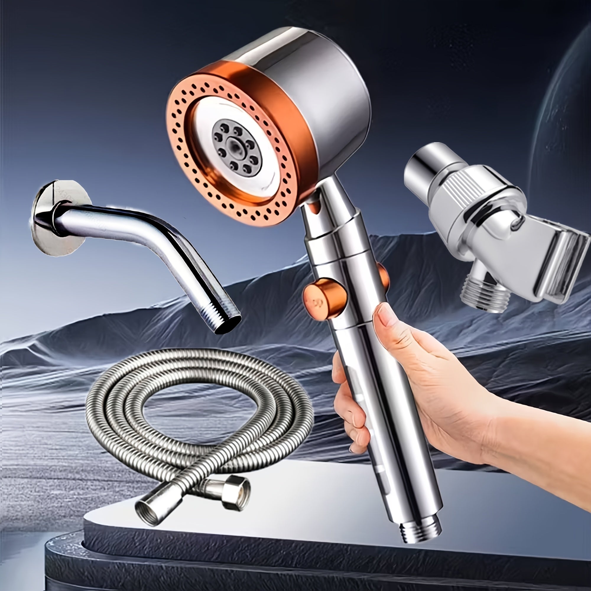 109pcs German-quality High-pressure Handheld Shower Head Set with 5 Adjustable Water Flow Modes And A Built-in Filter - Easy Wall-mounting, Polished Finish - Perfect for Luxury Bathroom Showers And As A New Year's Gift Or Shower Accessory.,for Shower