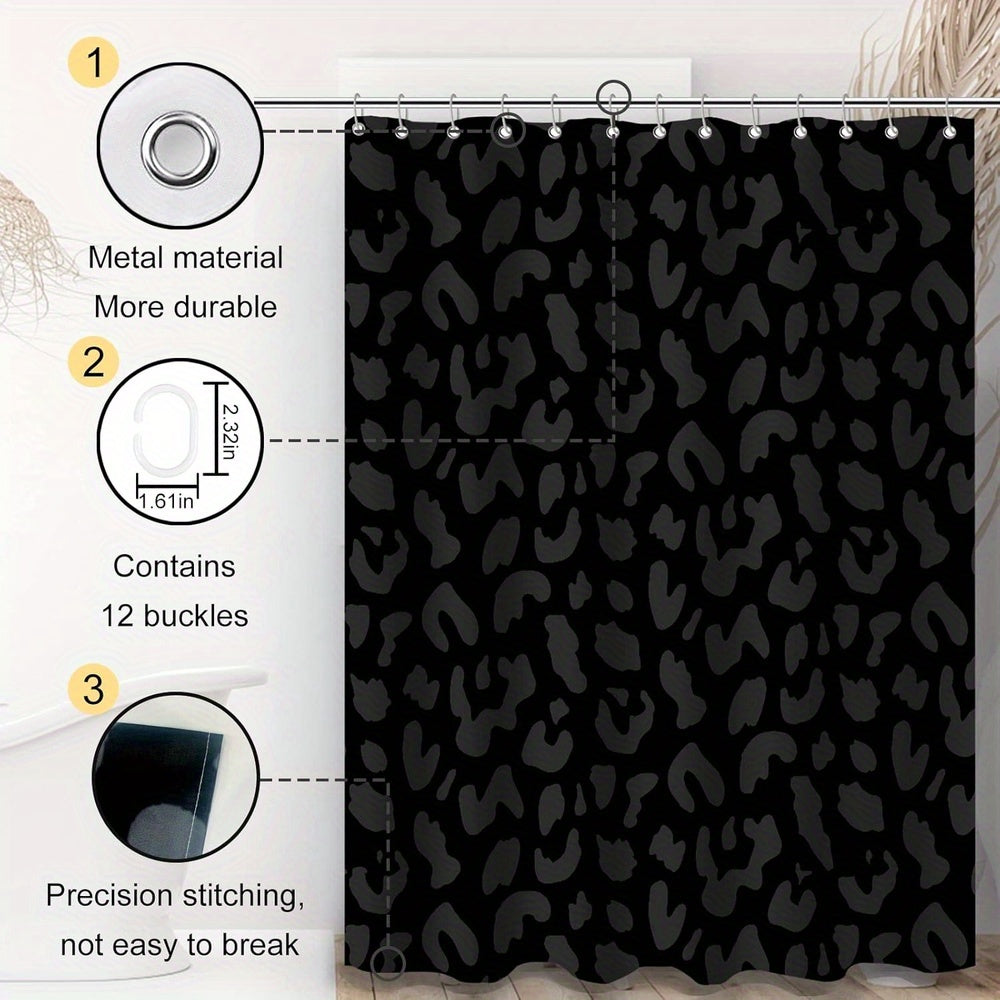 Leopard Shower Curtain( 60x72) Black Cheetah Print Shower Curtain Set for Bathroom with 12 Hook Shower Curtain for Bathrooms Set Geometric Pattern Shower Curtain Fun Shower Curtain Shower Curtain Aesthetic