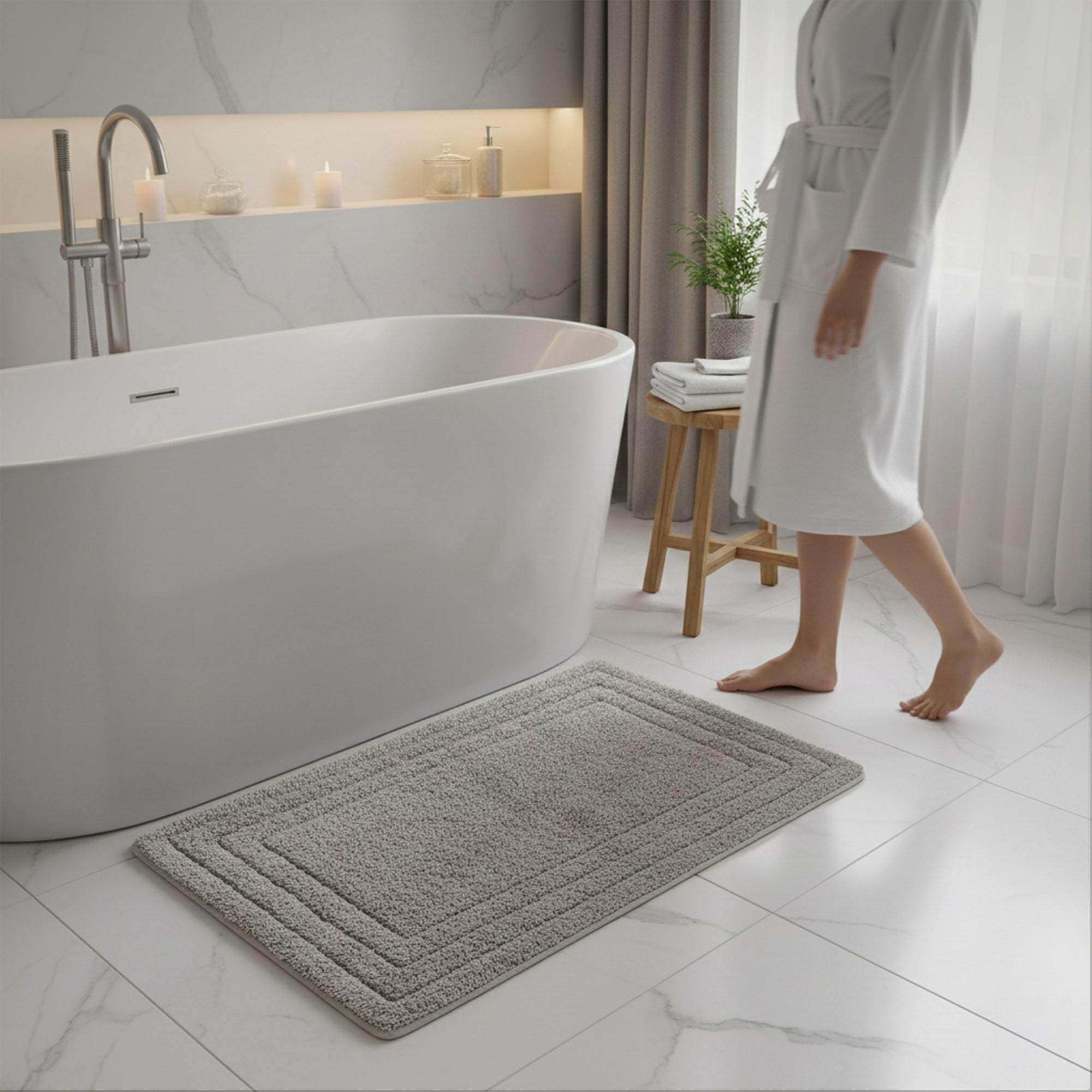 2pcs Cotton Bathmat – Grey 32x20 Inches | Soft, Absorbent & Quick-Dry Rug | Non-Slip, Durable & Machine Washable | Elegant Grey Finish Adds a Modern Touch | Perfect for Home, Spa & Hotel Bathrooms | Everyday Luxury Bath Rug by Riva Home