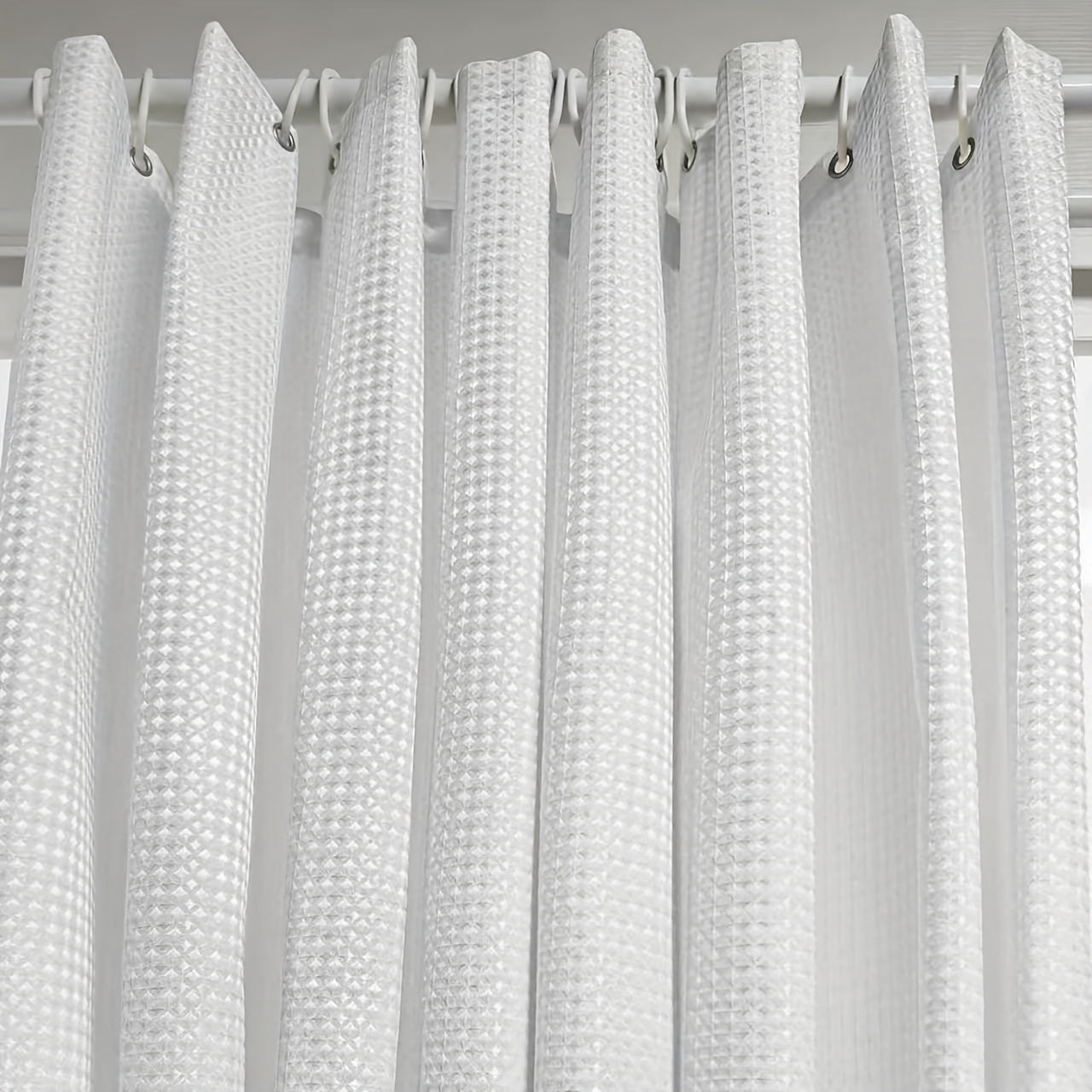 1pc Thickened Jacquard Laminated Waffle Weave Shower Curtain, Thickened Waffle Weave Shower Curtain, Home Decor Curtain, Bathroom Curtain, Includes Matching Hooks