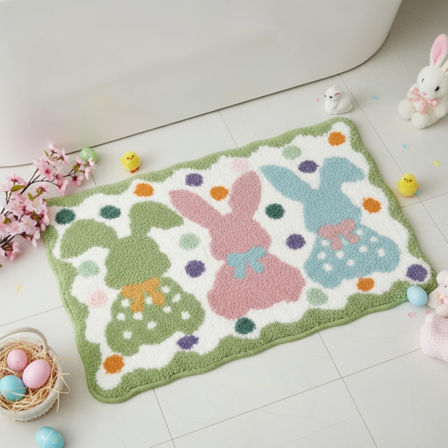 Coastal Beach Bath Rug Suitable for Summer Bathrooms - Soft Non-Slip Thick Cushioned Mat with Seashell & Starfish, Absorbent Washable Suitable for Bath, Shower, Bedroom,, Decor