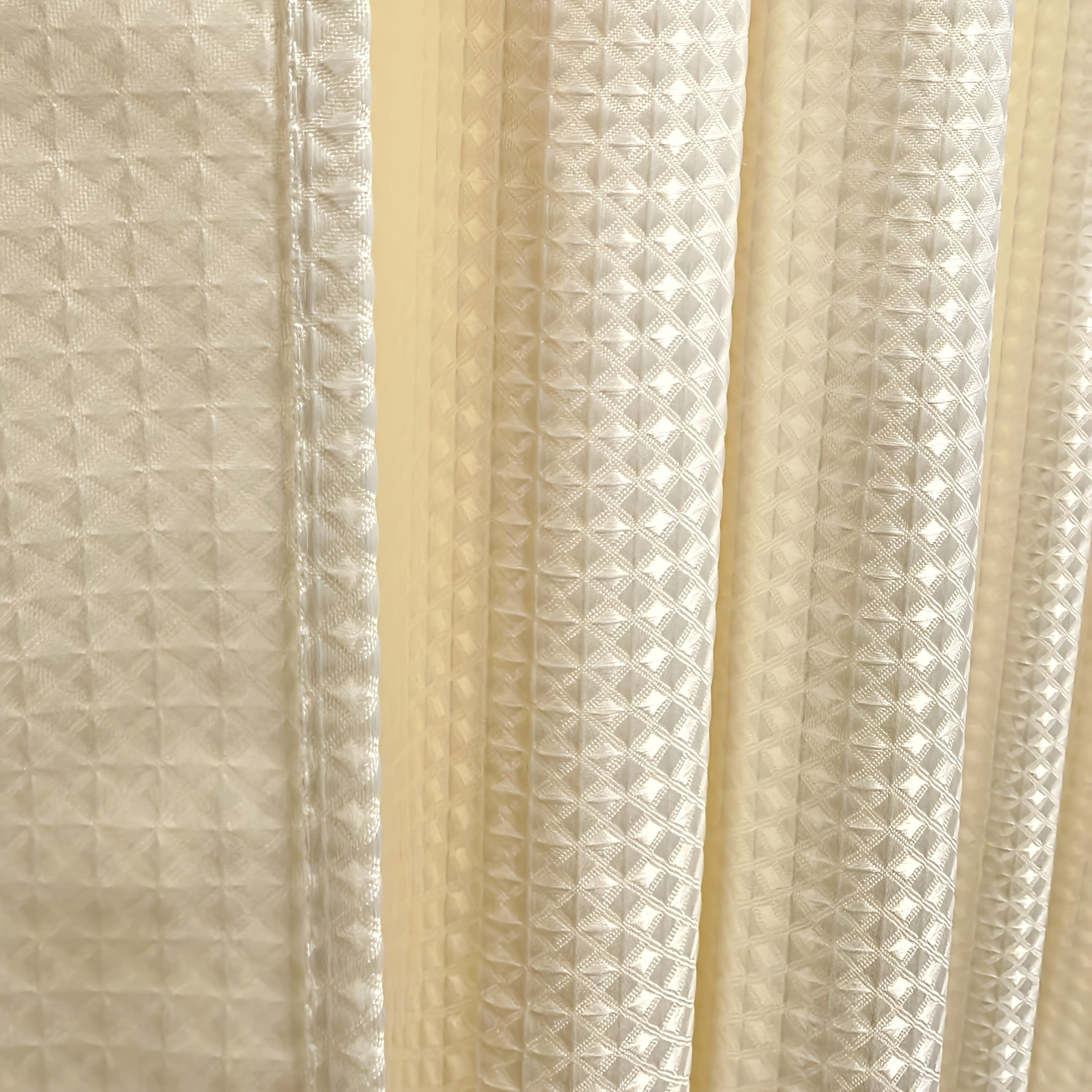 1pc Thickened Jacquard Laminated Waffle Weave Shower Curtain, Thickened Waffle Weave Shower Curtain, Home Decor Curtain, Bathroom Curtain, Includes Matching Hooks