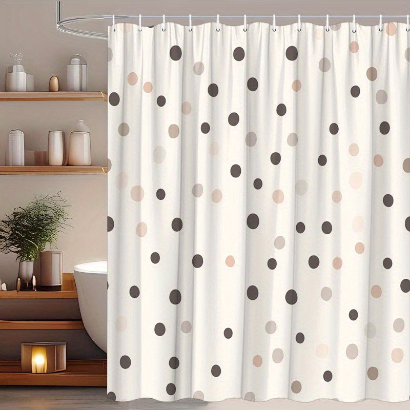 1pc Polka Dot Shower Curtain with Beige, Brown, and Gray Dots on Cream Background - Modern Minimalist Style, 12 Hooks, 70. 8x70. 8 Inches, Washable, Bathroom Decor, Shower Curtains for Bathroom