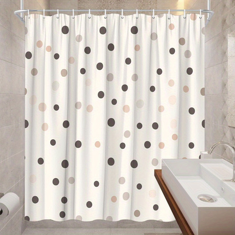 1pc Polka Dot Shower Curtain with Beige, Brown, and Gray Dots on Cream Background - Modern Minimalist Style, 12 Hooks, 70. 8x70. 8 Inches, Washable, Bathroom Decor, Shower Curtains for Bathroom