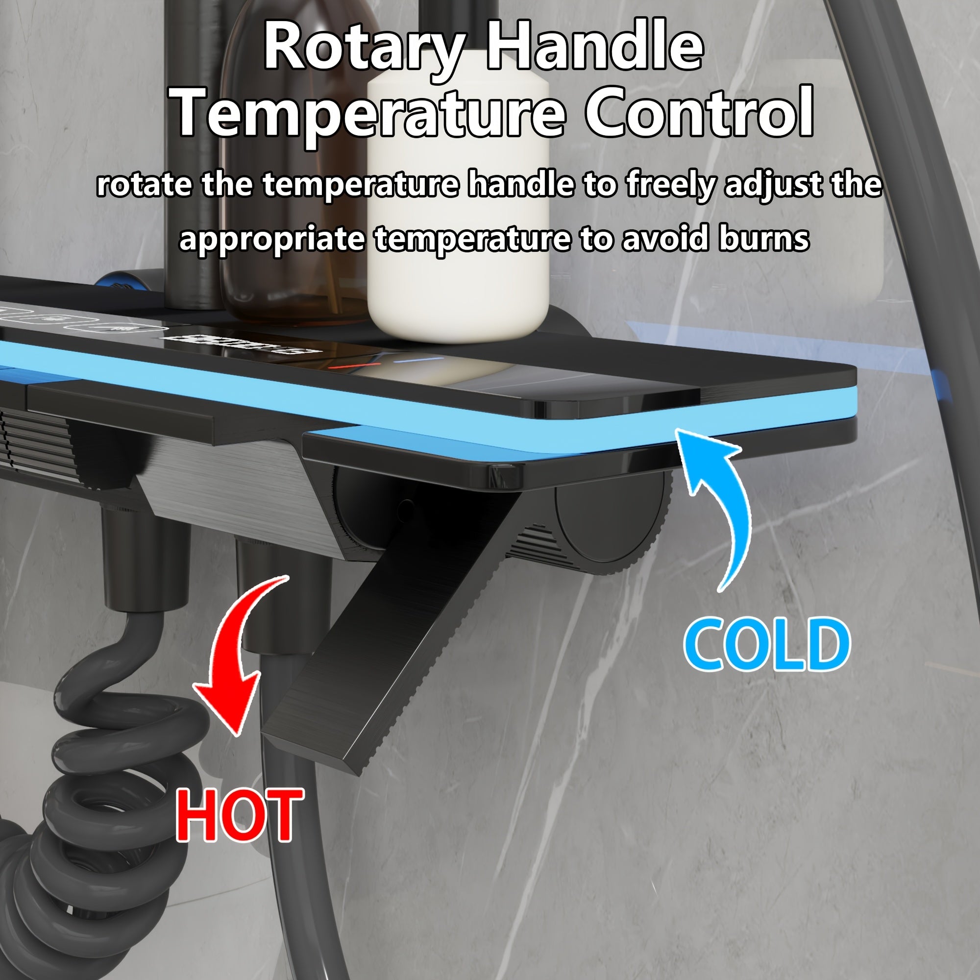 1Set Bathroom Shower System with 11.6'' Rain Showerhead, Hand Shower, Spray Gun And Water Fall Tub Spout, Gray Shower Set, 4-In-1 Shower Faucet Set, Faucet with Cold And Hot Water Mixer, Wall-Mounted Luxurious Exposed Shower Sets