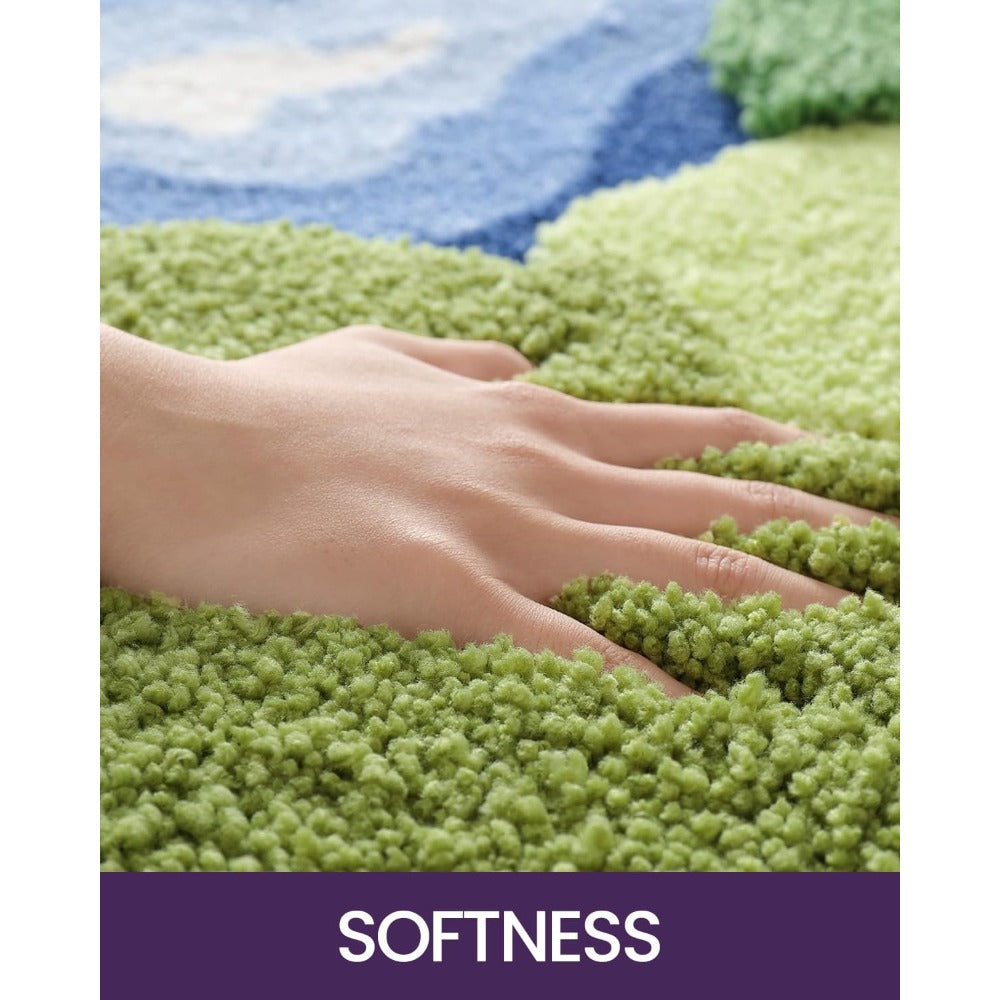 Moss Bath Mat, Ultra Thick Soft Green Bathroom Rug, Water Absorbent Non Slip Microfiber Rugs for Shower Floor, Sink, Bedroom, Home Accessories Decor, 20x32, Moss Green