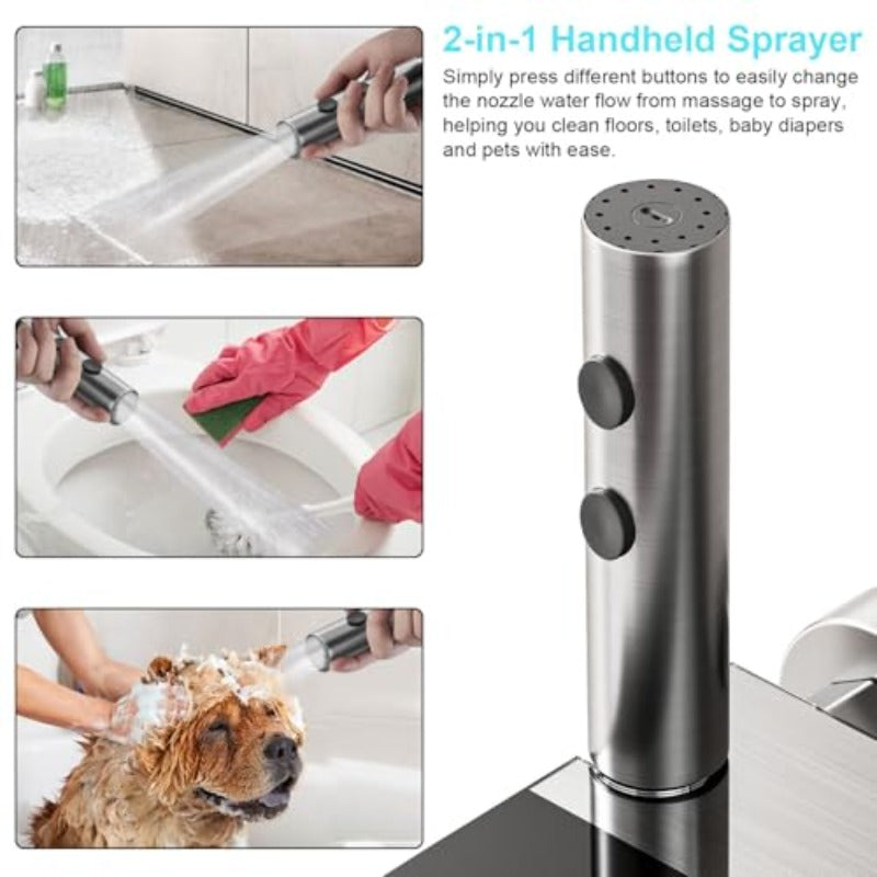 Shower Faucet Sets Complete Theratic Shower System Piano-Key Digital Shower Combo W Mounted Shower Trim Kit with .8\