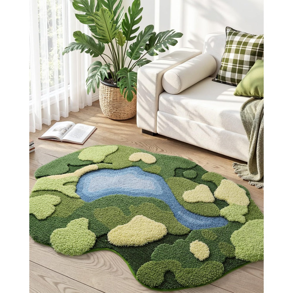 Moss Bath Mat, Ultra Thick Soft Green Bathroom Rug, Water Absorbent Non Slip Microfiber Rugs for Shower Floor, Sink, Bedroom, Home Accessories Decor, 20x32, Moss Green