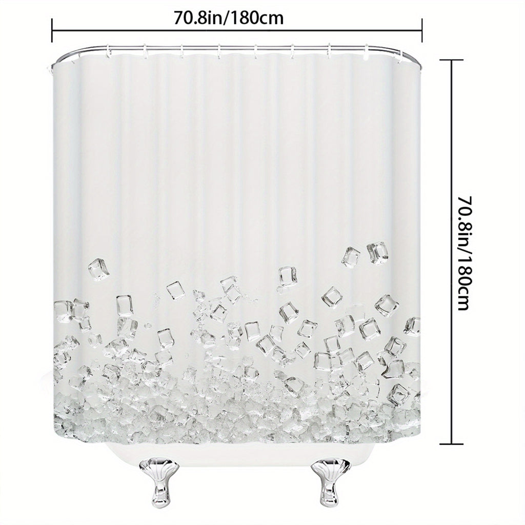 1pc Contemporary Abstract Geometric Shower Curtain Featuring a Pastel Design of Triangles, Circles, And Squares. Stylish Minimalist Bathroom Decoration, Measuring 70.8 by 70.8 Inches, Made of Machine Washable Polyester And Comes with 12 Hooks