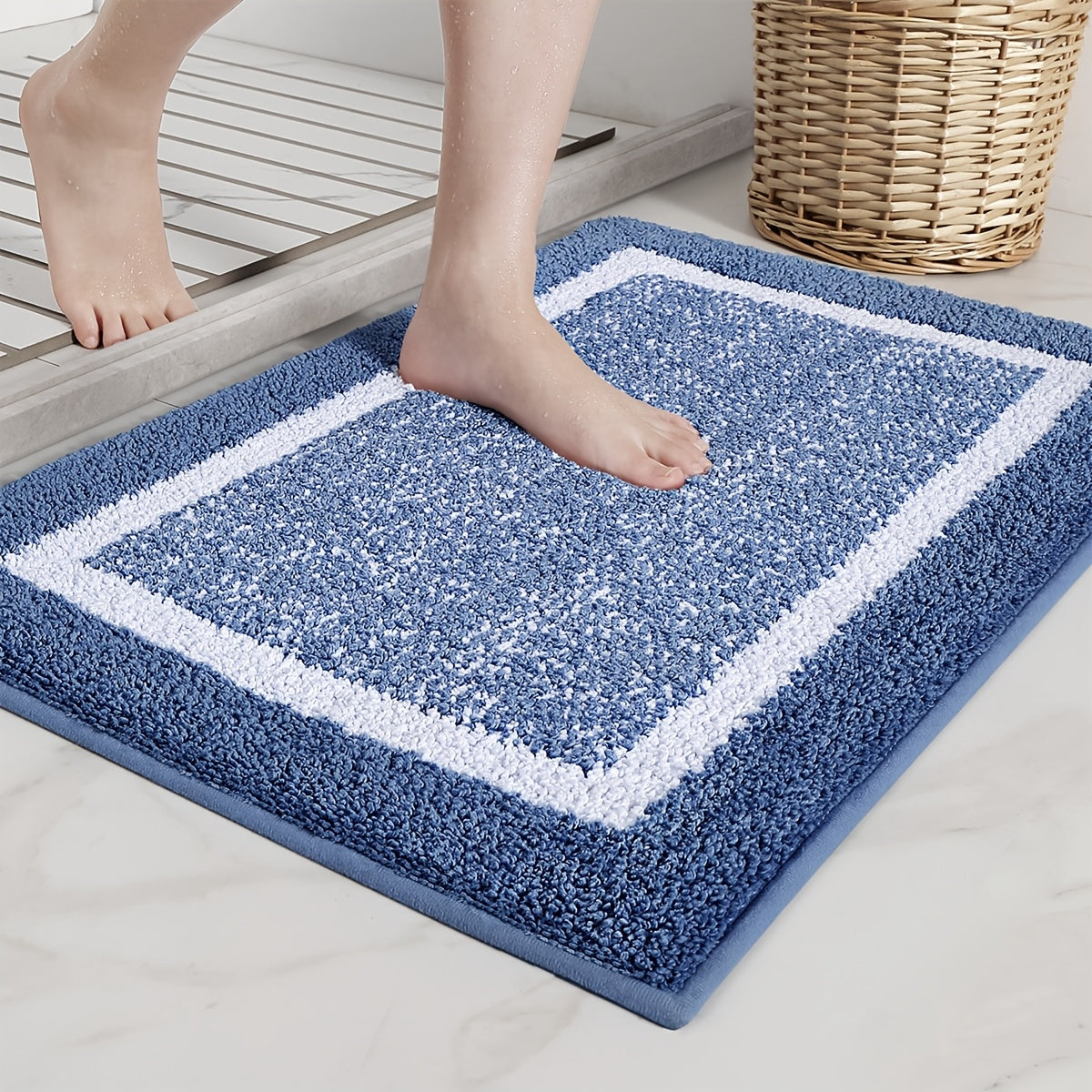 X Memory - Flocking Bath Mat 1pc Bath Mat - Ultra Soft Absorbent Premium Bath Rug, Non-Slip Comfortable Bath Mat - Perfect Holiday Gift for Christmas Or New Year, Bathroom Safety Mat | Comfortable Bath Mat | Non-Slip TPR Backing