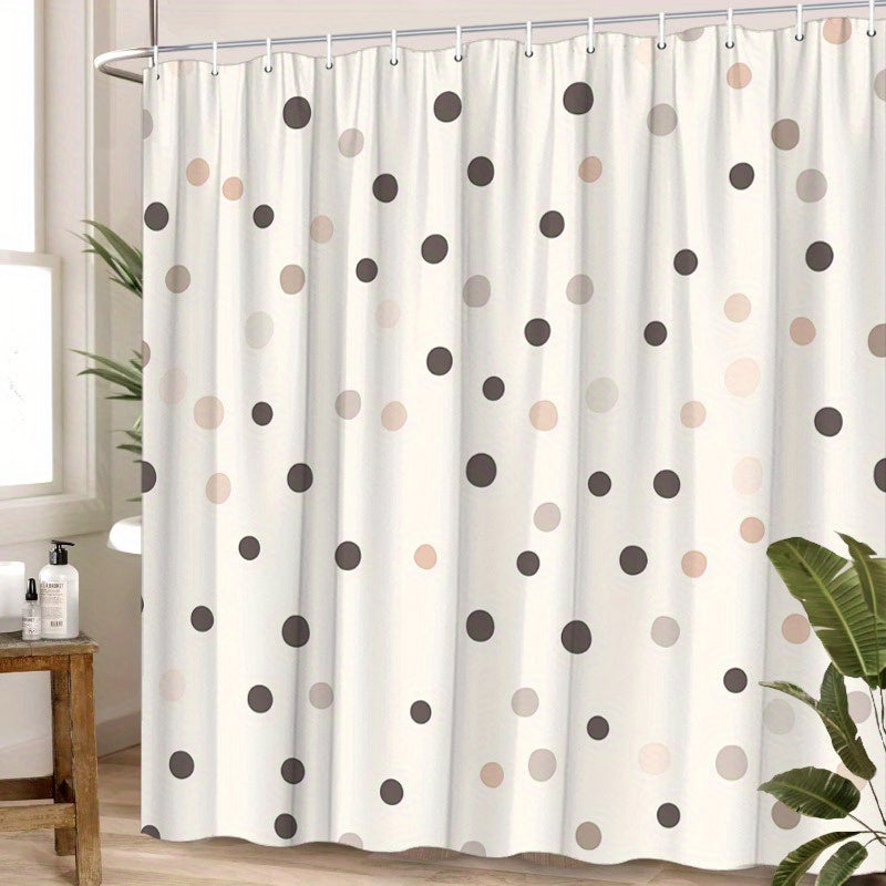 1pc Polka Dot Shower Curtain with Beige, Brown, and Gray Dots on Cream Background - Modern Minimalist Style, 12 Hooks, 70. 8x70. 8 Inches, Washable, Bathroom Decor, Shower Curtains for Bathroom