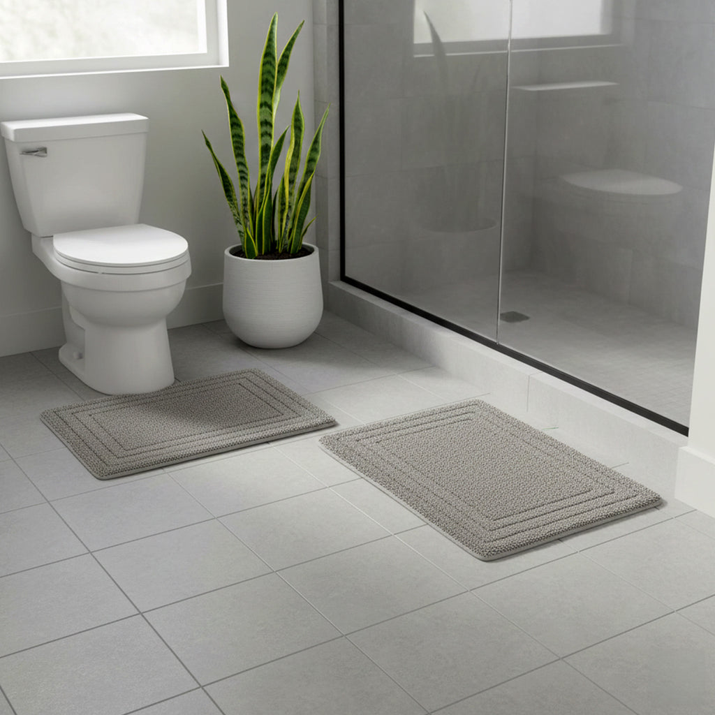 2pcs Cotton Bathmat – Grey 32x20 Inches | Soft, Absorbent & Quick-Dry Rug | Non-Slip, Durable & Machine Washable | Elegant Grey Finish Adds a Modern Touch | Perfect for Home, Spa & Hotel Bathrooms | Everyday Luxury Bath Rug by Riva Home