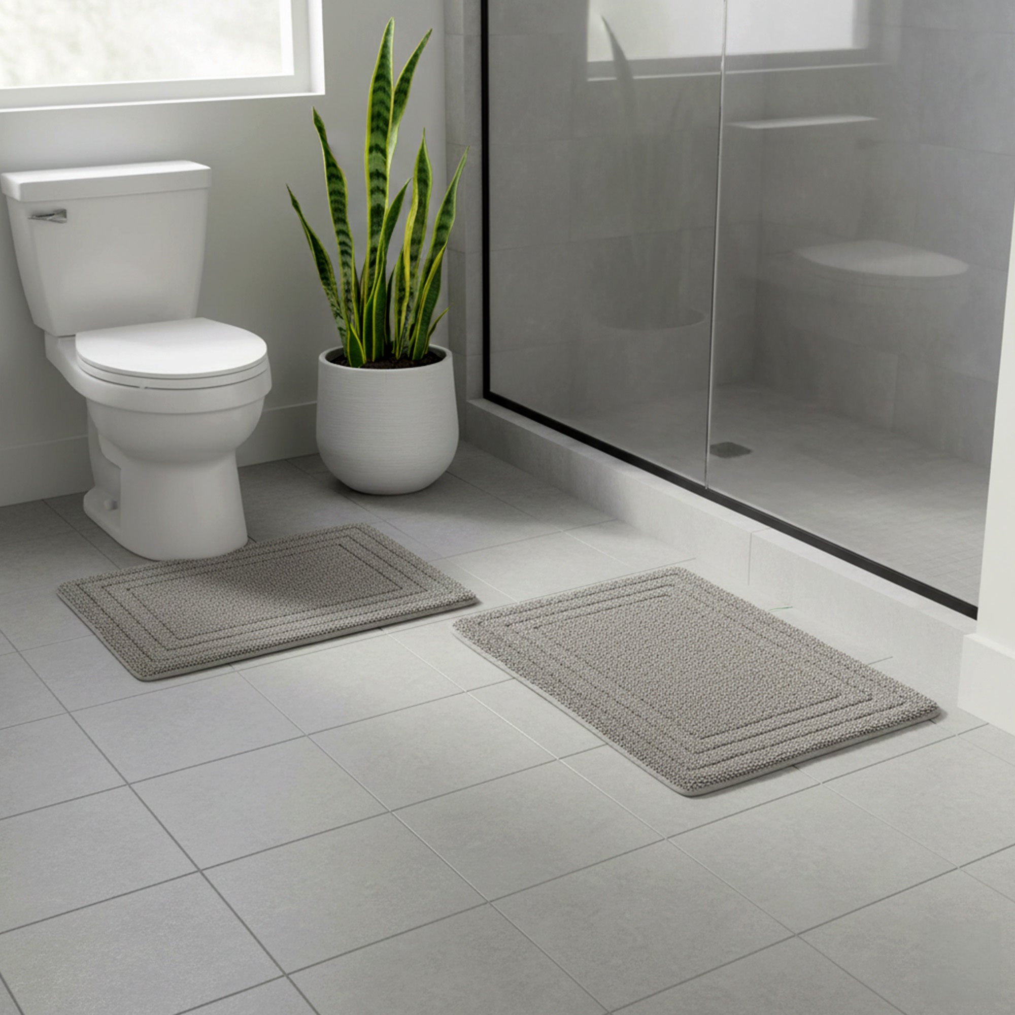 2pcs Cotton Bathmat – Grey 32x20 Inches | Soft, Absorbent & Quick-Dry Rug | Non-Slip, Durable & Machine Washable | Elegant Grey Finish Adds a Modern Touch | Perfect for Home, Spa & Hotel Bathrooms | Everyday Luxury Bath Rug by Riva Home