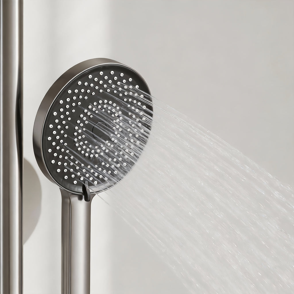 Bathroom Shower System with Handheld And Water Fall Tub Spout, Gray Shower Set, Shower Faucet Set, Faucet with Cold And Hot Water Mixer