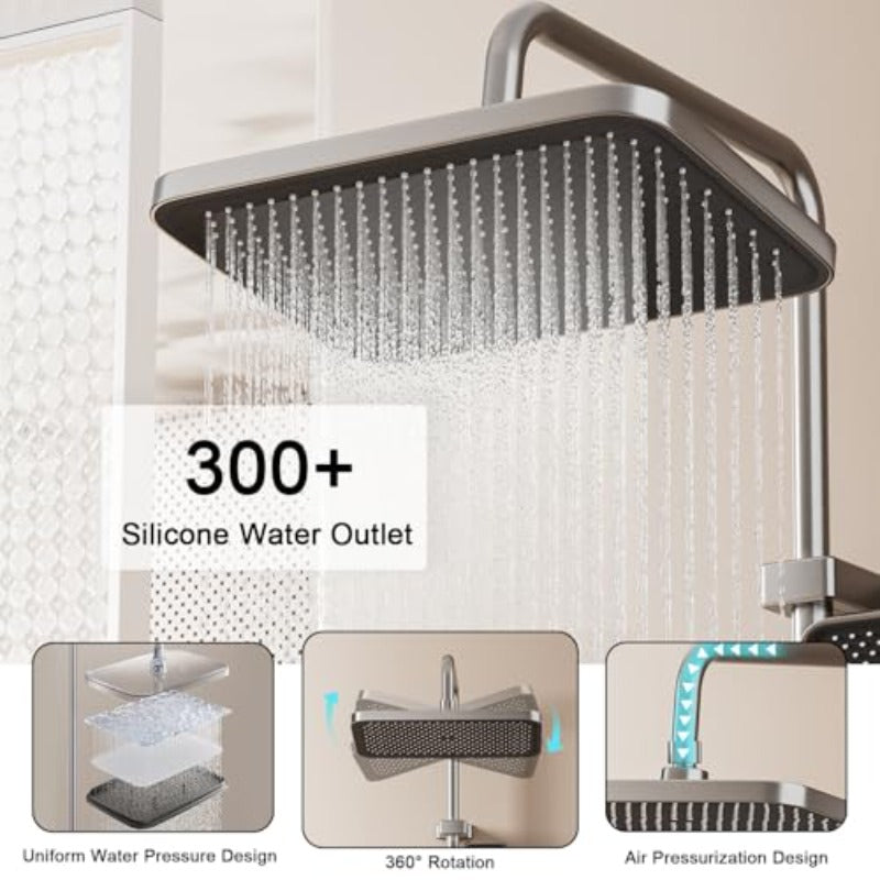 Shower Faucet Sets Complete Theratic Shower System Piano-Key Digital Shower Combo W Mounted Shower Trim Kit with .8\