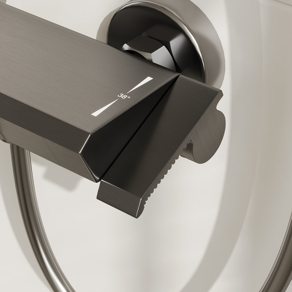 Bathroom Shower System with Handheld And Water Fall Tub Spout, Gray Shower Set, Shower Faucet Set, Faucet with Cold And Hot Water Mixer