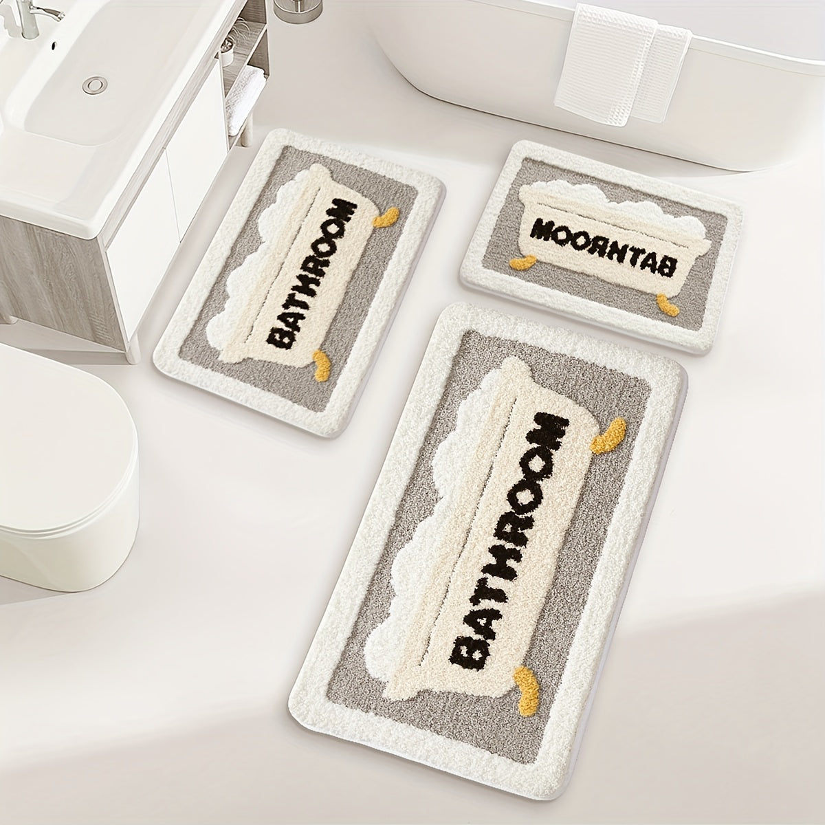 1pc Bathroom Rug Mat, Extra Soft Absorbent Premium Bath Rug, Non-Slip Comfortable Bath Mat for Bathroom Floor, Sink, Bathtub, Shower Room, Christmas Decoration And Christmas Gift