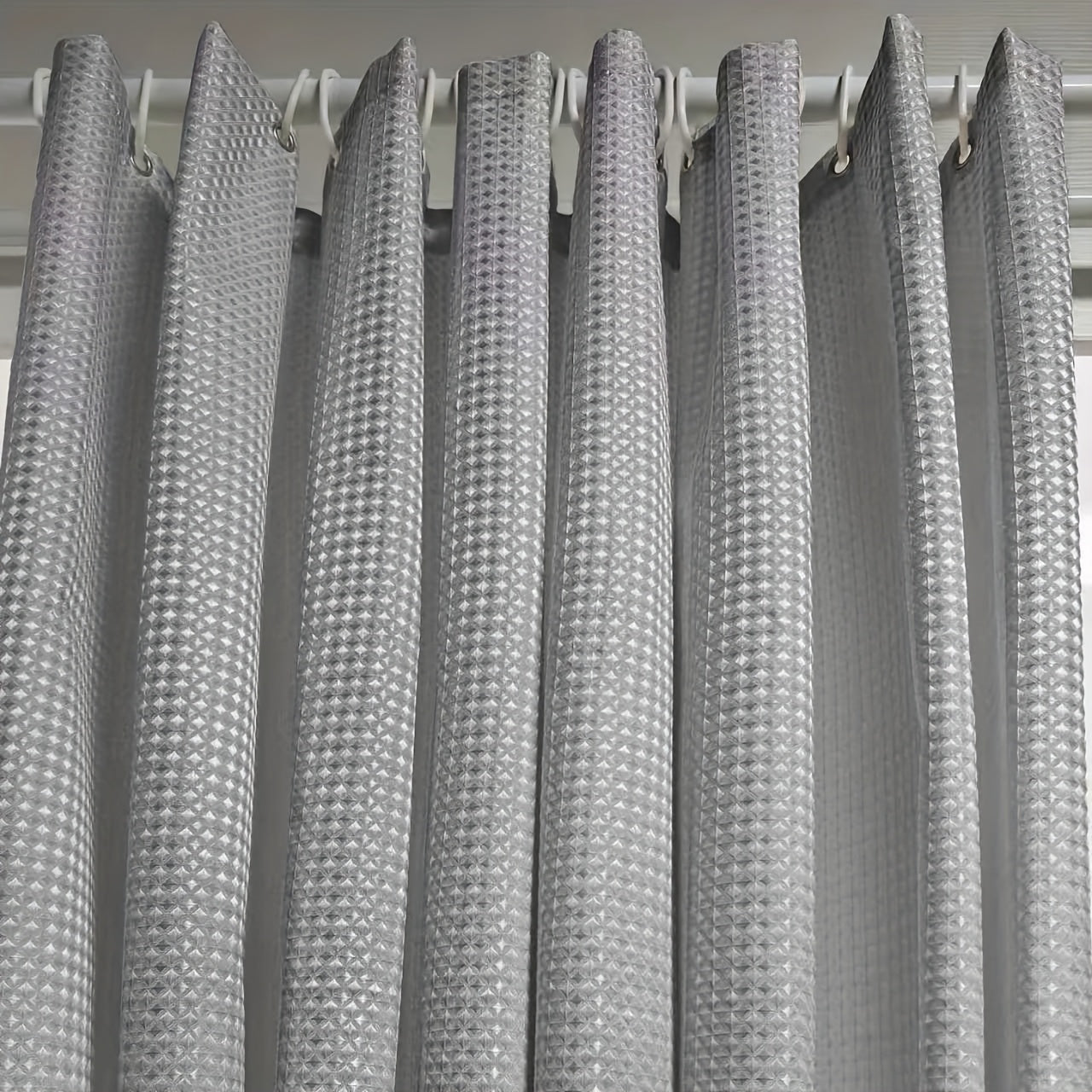 1pc Thickened Jacquard Laminated Waffle Weave Shower Curtain, Thickened Waffle Weave Shower Curtain, Home Decor Curtain, Bathroom Curtain, Includes Matching Hooks