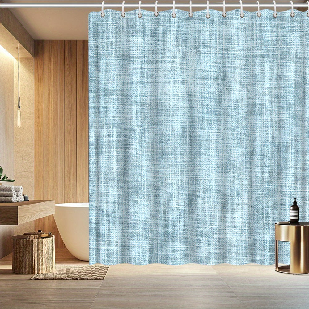 1pc Light Blue Linen Texture Shower Curtain - Textured with White Hanging Loops, Minimalist Modern Bathroom Decor in Soft Mint Green-Blue Tones, Light Blue Vertical Stripes Design, Machine Washable, Fits Bathtub (59x70. 8 to 90. 5x70. 8 Inches)